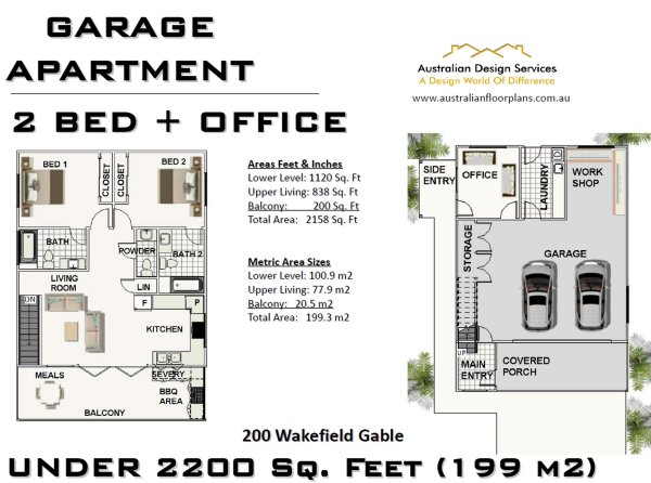 2 Bed Garage Apartment:200 Wakefield SkillionSD